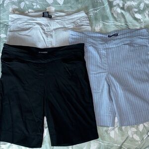 Women's Black, Gray, and Blue Striped shorts set